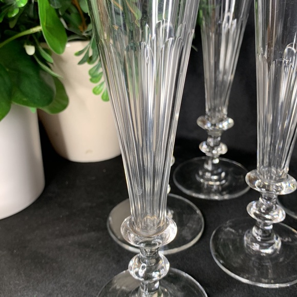 Set of 6 antique mid 19th century cut panel faceted crystal champagne glasses - Picture 8 of 12